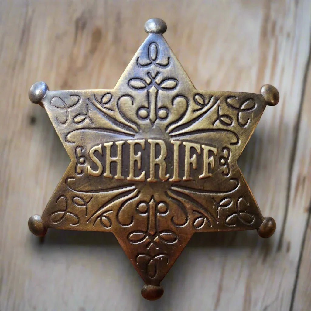 Sheriff Old West Solid Brass Ornate Star Badge - Jones Peak