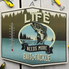 Life Needs Bait & Tackle Metal Wall Thermometer (14" x 10.25") - Jones Peak