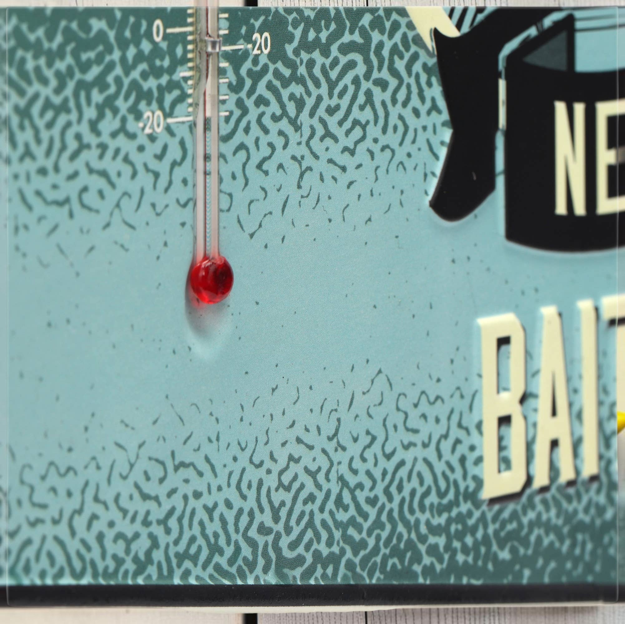 Life Needs Bait & Tackle Metal Wall Thermometer (14" x 10.25") - Jones Peak
