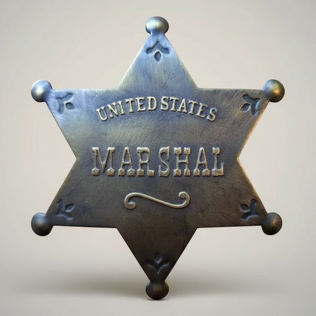 U.S. Marshal Solid Brass Star Badge - Jones Peak
