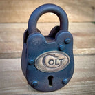 Colt Cast Iron Gate Lock With Brass Tag Keys & Antique Vintage Finish (2.5" x 1.5") - Jones Peak