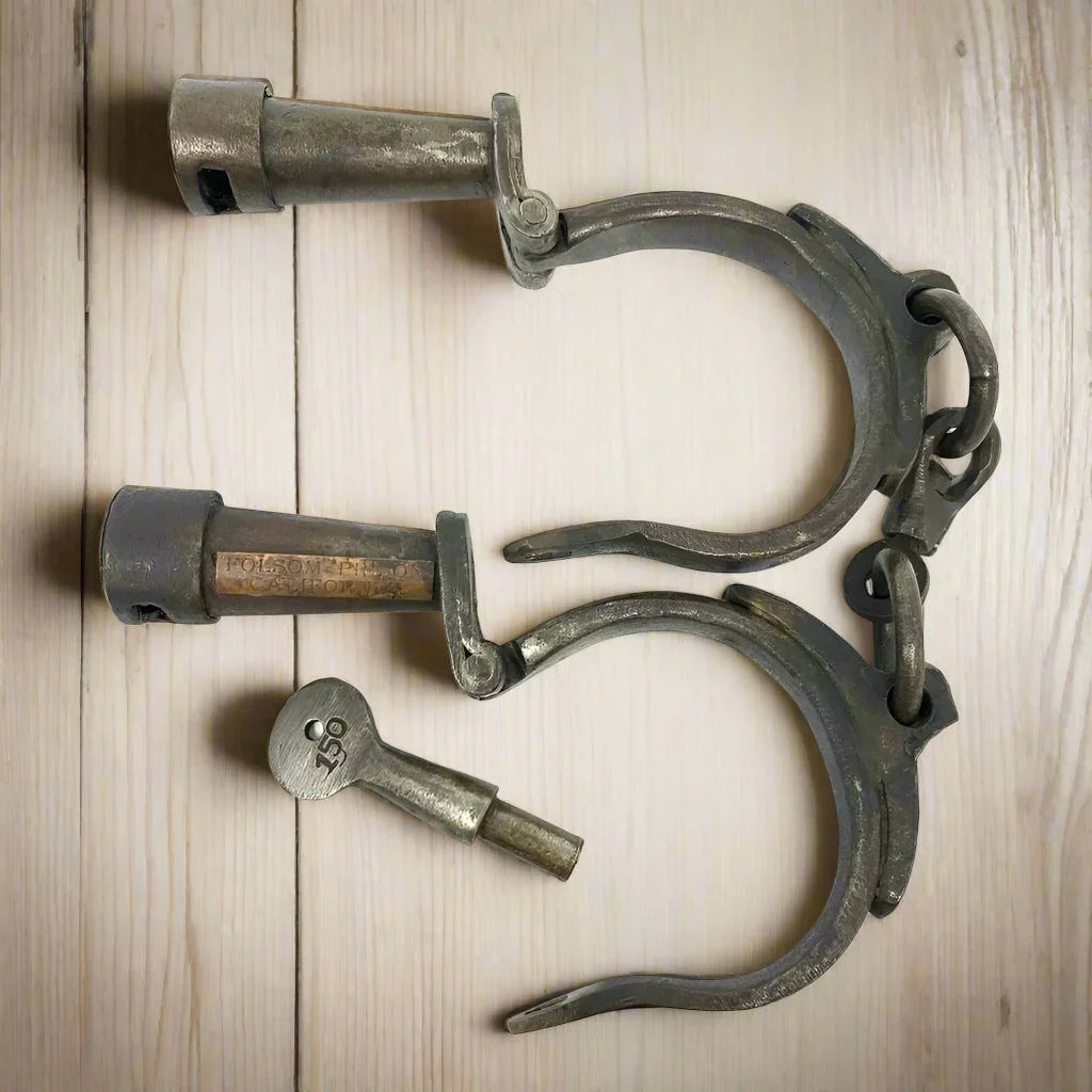 Folsom Prison Cast Iron Handcuffs with Brass Tag - Jones Peak