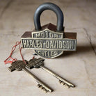 Motorcycle Solid Brass Working Lock With Keys & Antique Finish (3.75" x 3.75") - Jones Peak