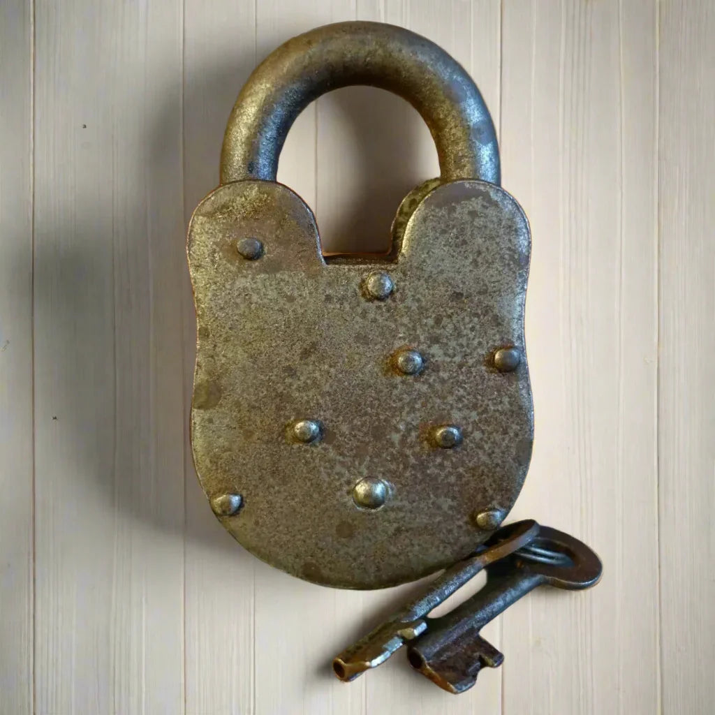 New York Insane Asylum Cast Iron Lock & Keys With Antique Finish (3" x 5") - Jones Peak