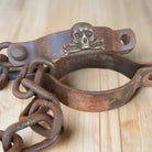 Pirate Handcuffs Cast Iron Brass Skull & Crossbones Tag With Antique Finish (27" Long) - Jones Peak