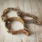 Pirate Handcuffs Cast Iron Brass Skull & Crossbones Tag With Antique Finish (27" Long) - Jones Peak