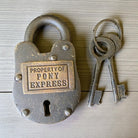 Pony Express 1860 Cast Iron Lock with Brass Tag & Keys — Small - Jones Peak