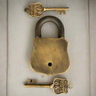 Route 66 Solid Brass Lock & Keys With Embossed Lettering (3.5" x 2.25") - Jones Peak