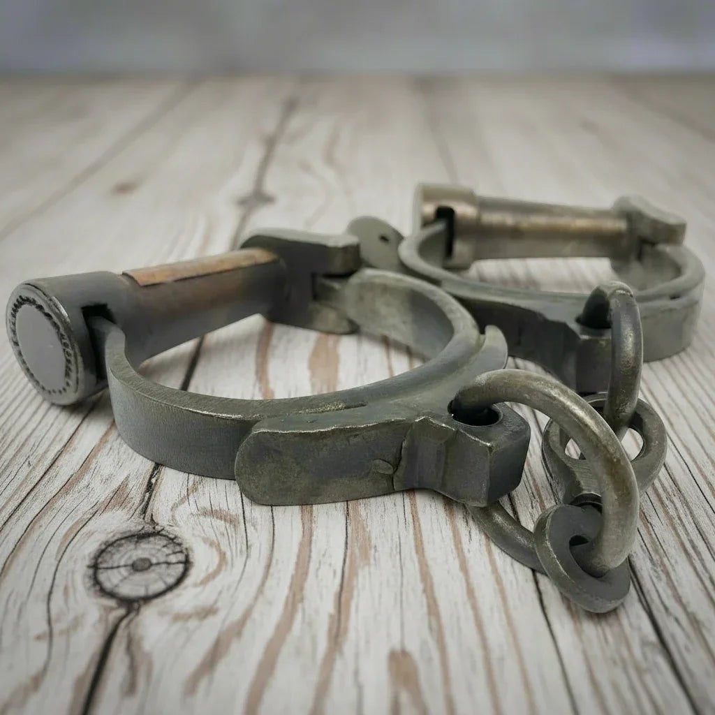 Folsom Prison Cast Iron Handcuffs with Brass Tag - Jones Peak